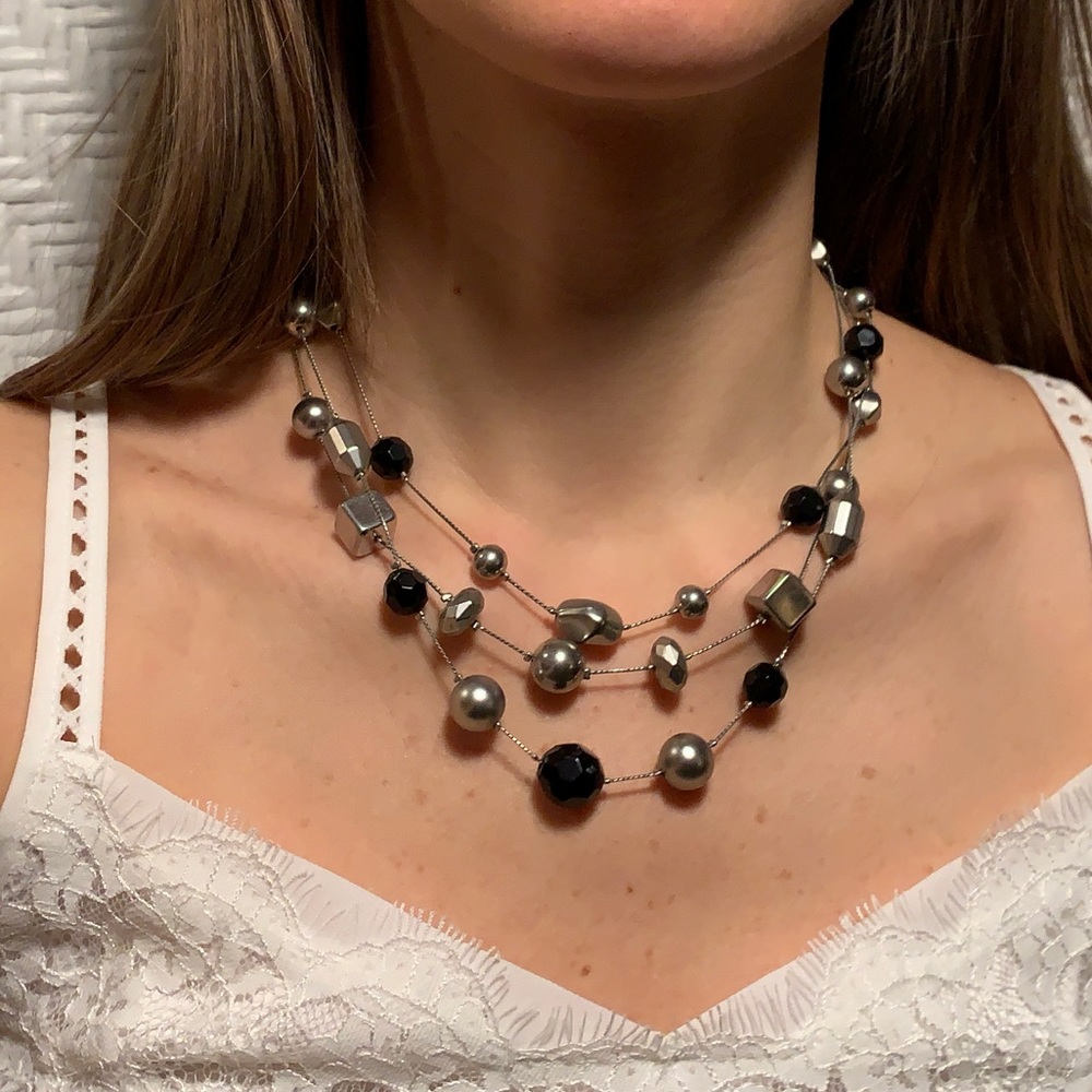 Express black and silver necklace